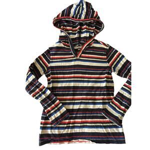 Tea Collection Blue Red Stripe Hoodie Shirt size 7